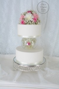 Wedding Occasion Cake, Fresh Flowers Carnations and Roses In Pink & White On Cake, Cake With Flowers, Engagement Cake, Wedding Cake, Occasion Cake