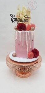 Engagement Drip Cake Pink & Rose Gold Tones, Pink Drip Cake, Engagement Cake in Pink