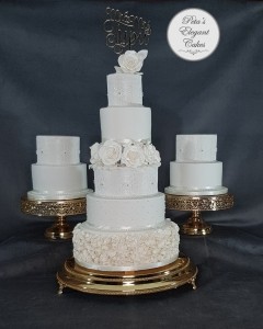 Beautiful Wedding Cake with Edible Lace & Roses