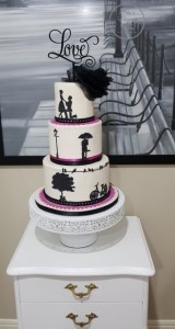 Wedding Cake Silhouette Design, Wedding Cake Silhouette Engagement Cake, Wedding Engagement Cakes Brisbane, Wedding Cake Engagement Cake Pink Black & White