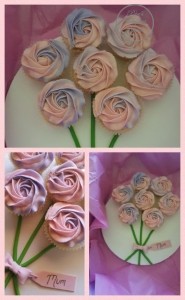 Piped Roses Cupcakes, Wedding Cakes, Birthday Cupcakes, Pink Roses on Cupcakes, Mauve & Pink Cupcakes