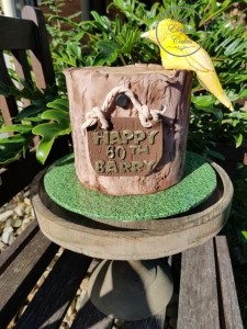 Canary Cake, Log Cake, 60th Birthday Cake, Occasion Cake Tree Stump Cake, Bird Cake