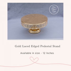 Cake Stand Hire Brisbane, Gold Mirror Laced Edge Pedestal Cake Stand