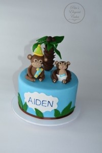Monkey Cake, Kids Cake, Palm Trees on Cake, Boys Cake, 1st Birthday Cake