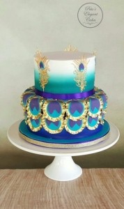 Peacock Cake, Teal Cake with Gold, Occasion Cake, Birthday Cake