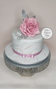 Marbled with Grey & Gold Tones and Blush Sugar Rose
