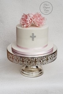 Christening Cake, Pink & White Cake, Sugar Peony Flowers, Kids Cake, Occasion Cake