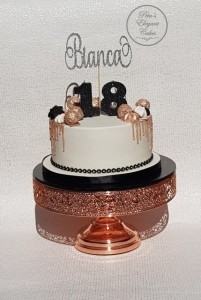 Rose Gold Black & White Drip Cake, Occasion Cake, 18th Birthday Cake