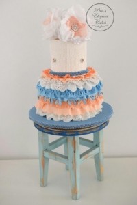 Cake with Lace in Apricot & Blue, Vintage Cake