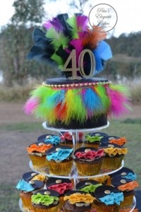 Feathers on Cake, Drag Queen Cake, Ruffles on Cake