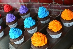 Chocolate Cupcakes, Cupcakes with Swirl, Bright Coloured Cucakes