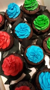 Cupcakes in bright colours,