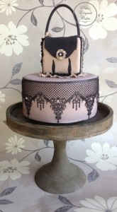 Handbag Cake, Cake with Lace, Female 50th Cake, Mocha & Black Cake