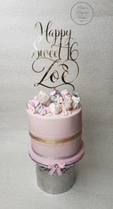 Female Birthday Cake, Occasion Cake in Pink & Gold, Sweet 16 Birthday Cake, Female Birthday Cake