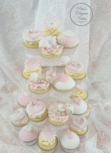 Baby Girl Cupcakes, Baby Shower, Pink Cupcakes, Pink & White Cupcakes, Cupcakes with Baby on tp, Pink & White Flowers on Cupcakes, Pretty Cupcakes