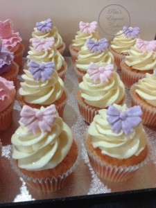Cupcakes with Swirls and Bows Pink & Purple Glitter Cupcakes, Little Girls Cupcakes,