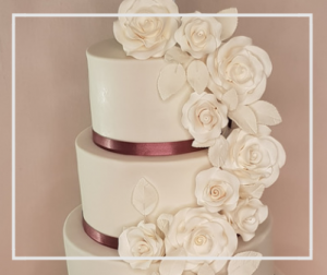 Wedding Cake Classic White Cascading Roses